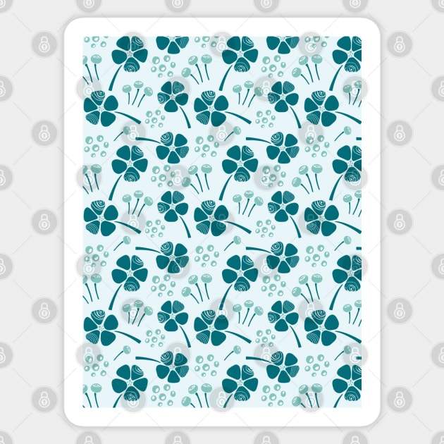 Abstract Floral Pattern in Teal and Light Blue Sticker by tramasdesign